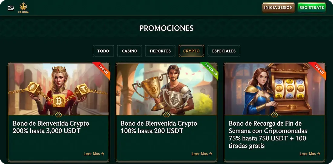 bonos del casino casinia